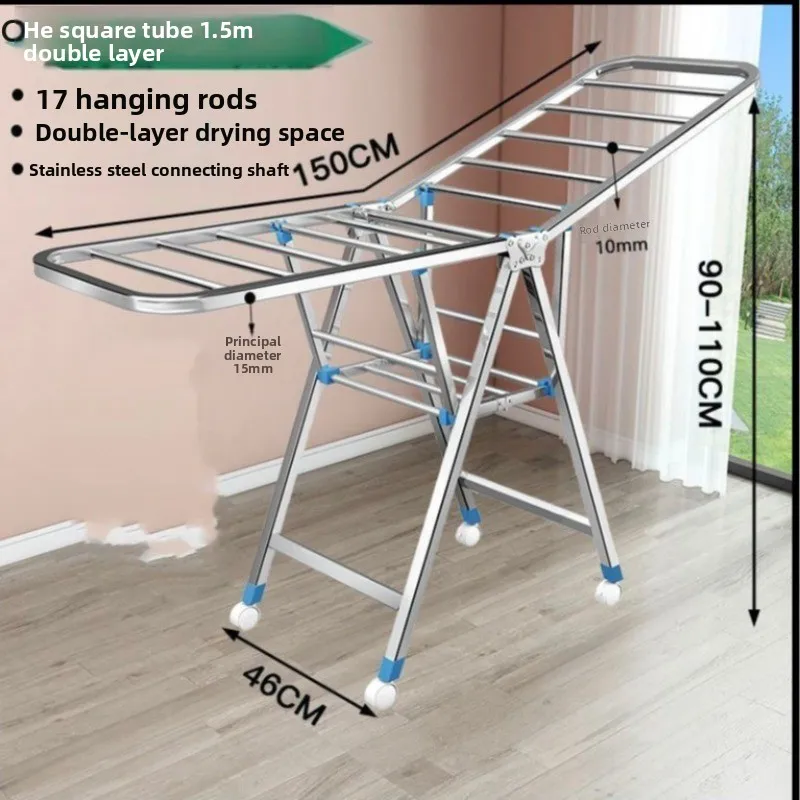 DSA balcony clothes drying rack, floor-standing foldable stainless steel clothes hanger bedroom-specific storage
DSA balcony clothes drying rack, floor-standing foldable stainless steel clothes hanger bedroom-specific storage