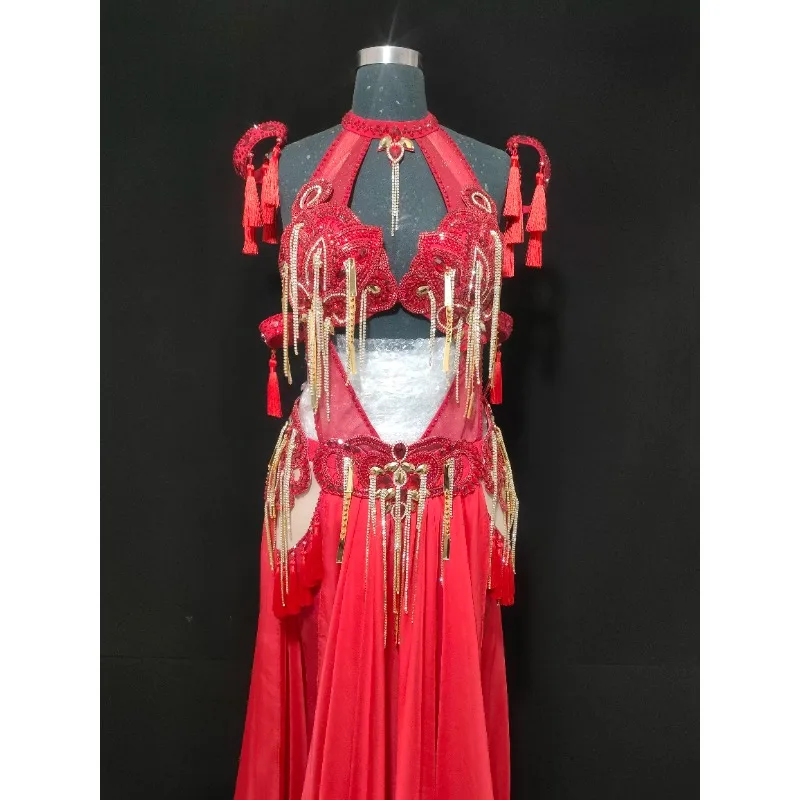Customized Belly Dance Clothes Performance Costume One-piece Detachable Pants Big Swing Skirt Two-piece Set Heavy Female
Customized Belly Dance Clothes Performance Costume One-piece Detachable Pants Big Swing Skirt Two-piece Set Heavy Female