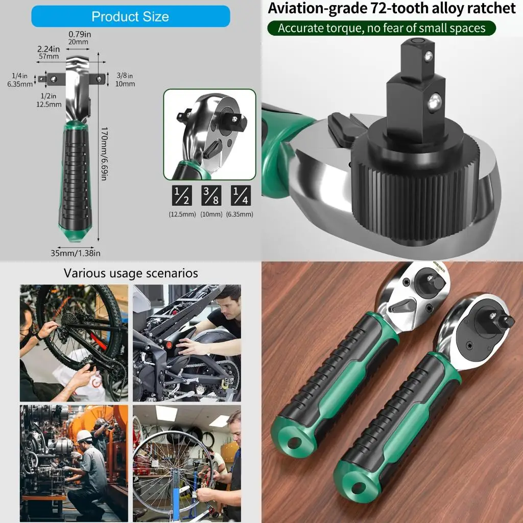 72 Tooth Reversible Ratchet Wrench Ratchet Screwdriver 1/4 3/8 1/2 Drive high quality
72 Tooth Reversible Ratchet Wrench Ratchet Screwdriver 1/4 3/8 1/2 Drive high quality