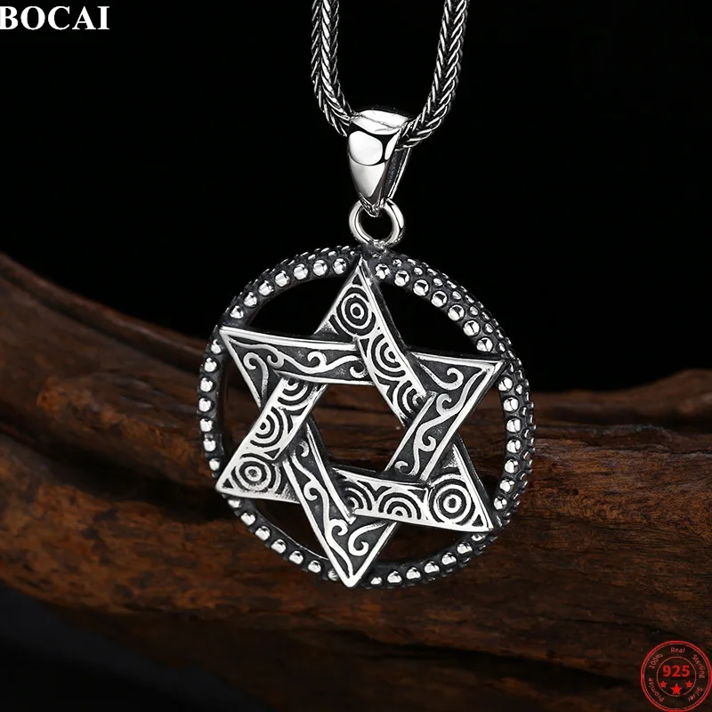 BOCAI S925 Sterling Silver Charms Pendant for Men Women Retro Eternal Rattan Pattern Hexagram Star Trendy Jewelry Wholesale
BOCAI S925 Sterling Silver Charms Pendant for Men Women Retro Eternal Rattan Pattern Hexagram Star Trendy Jewelry Wholesale