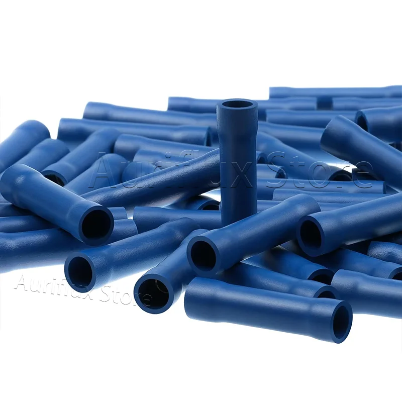 Blue Butt Connectors Crimp Splice Terminals 100 pcs 16-14 AWG Electrical Connector, Fully Insulated PVC Wiring Crimps Terminal
Blue Butt Connectors Crimp Splice Terminals 100 pcs 16-14 AWG Electrical Connector, Fully Insulated PVC Wiring Crimps Terminal