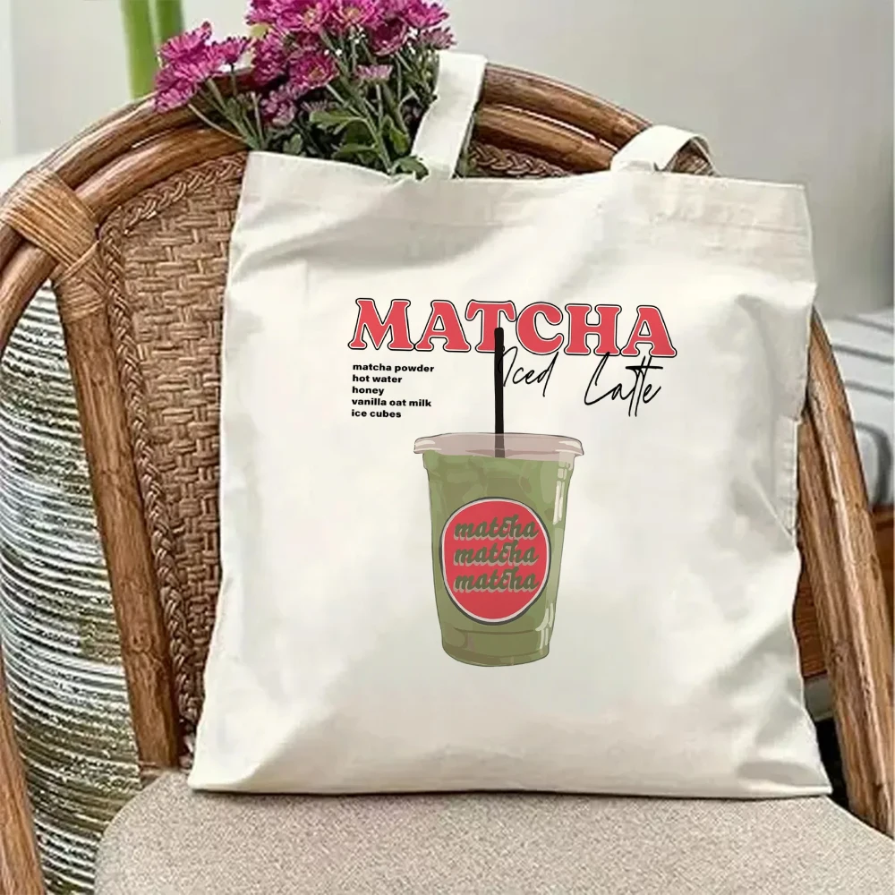 Aesthetic Matcha Iced Latte Canvas Tote Bag Cute Green Tea Drink Recipe Reusable Fabric Shoulder School Bookbag Pack
Aesthetic Matcha Iced Latte Canvas Tote Bag Cute Green Tea Drink Recipe Reusable Fabric Shoulder School Bookbag Pack