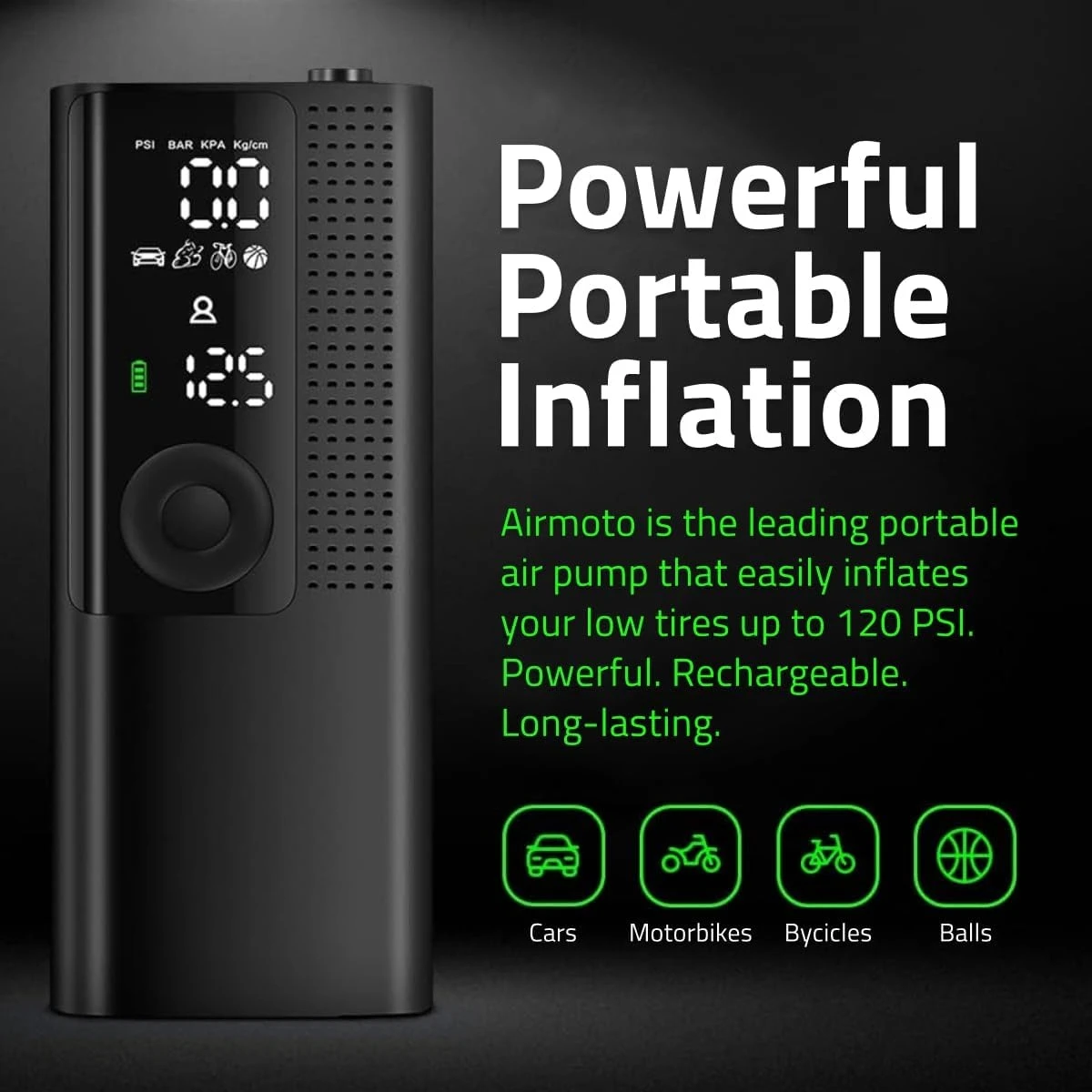 Tire Inflator Portable Air Compressor - Air Pump For Car Tires with Digital Pressure Gauge, LED Light and Auto Shut-Off Function
Tire Inflator Portable Air Compressor - Air Pump For Car Tires with Digital Pressure Gauge, LED Light and Auto Shut-Off Function