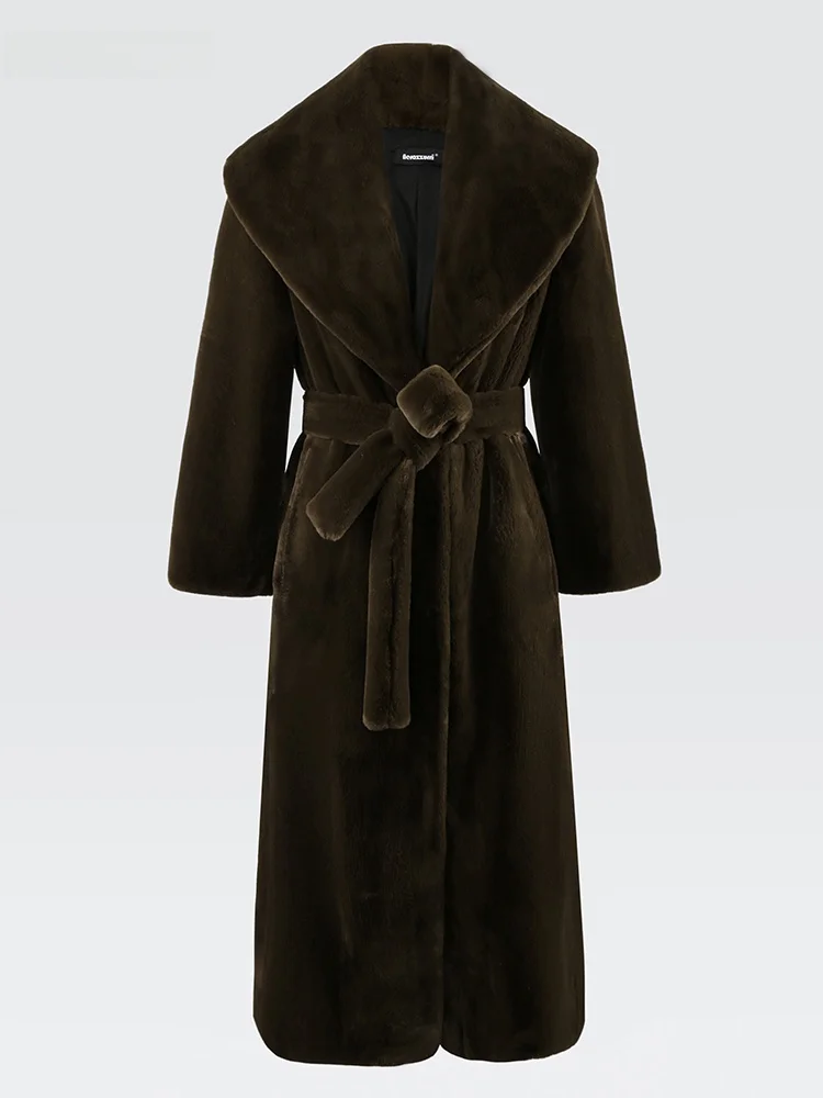 Eco-Friendly Fur Coat Women's Winter Fashionable Water-Resistant Mink Imitation Belted Large Collar Long Sleeve OL Style
Eco-Friendly Fur Coat Women's Winter Fashionable Water-Resistant Mink Imitation Belted Large Collar Long Sleeve OL Style