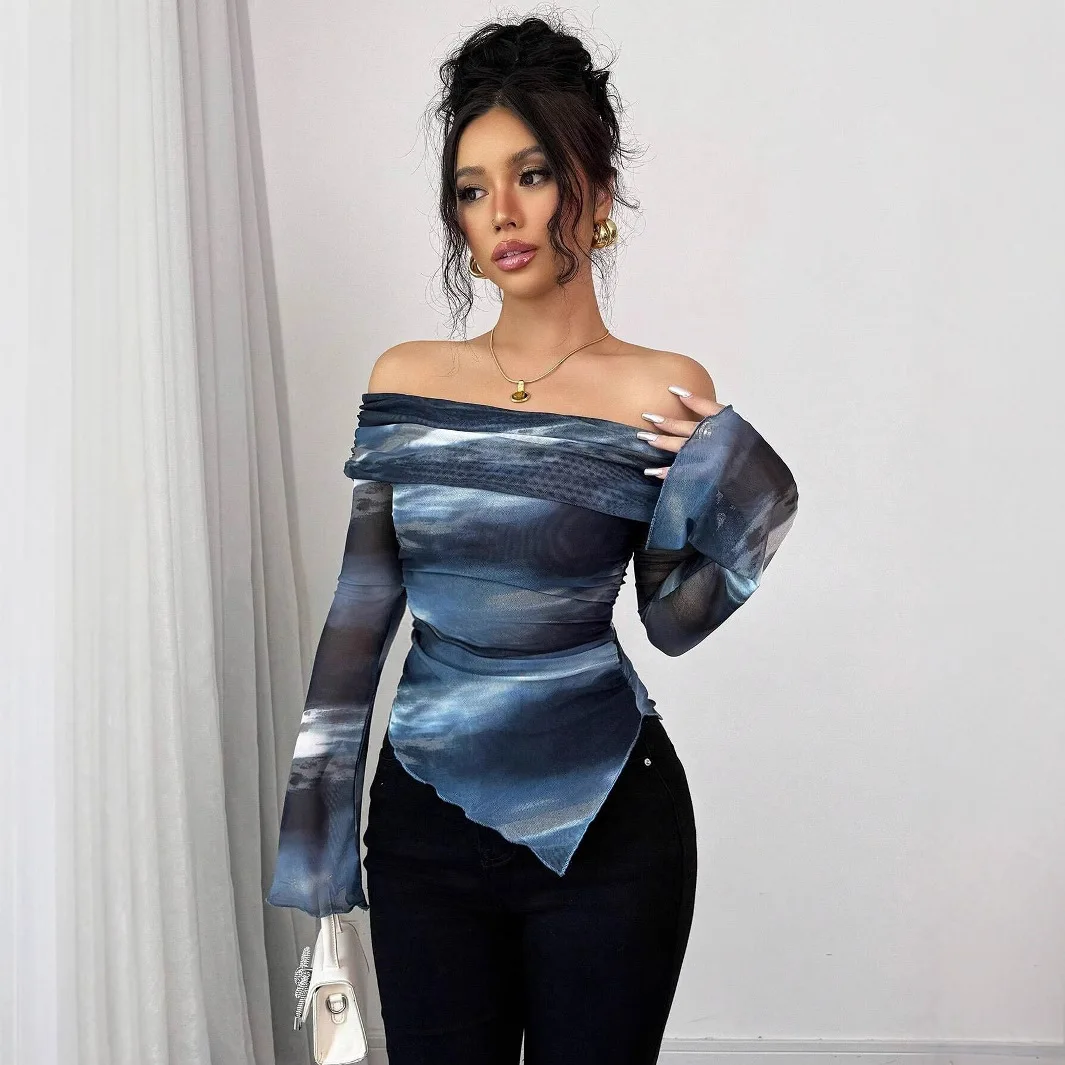 2025 Women's T-Shirt Clothes Woman Clothing Top New Ladies Knitted Mesh Printed Strapless Long Sleeve Slim T-Shirt Tops Women
2025 Women's T-Shirt Clothes Woman Clothing Top New Ladies Knitted Mesh Printed Strapless Long Sleeve Slim T-Shirt Tops Women