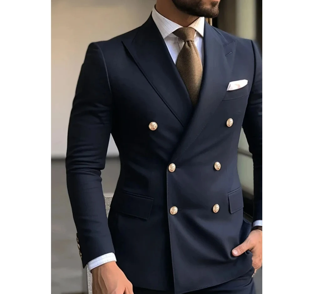 Navy Blue Men Suits Slim Fit 2 Piece Jacket Pants High Quality Male Clothing Casual Business Full Sets 2025
Navy Blue Men Suits Slim Fit 2 Piece Jacket Pants High Quality Male Clothing Casual Business Full Sets 2025