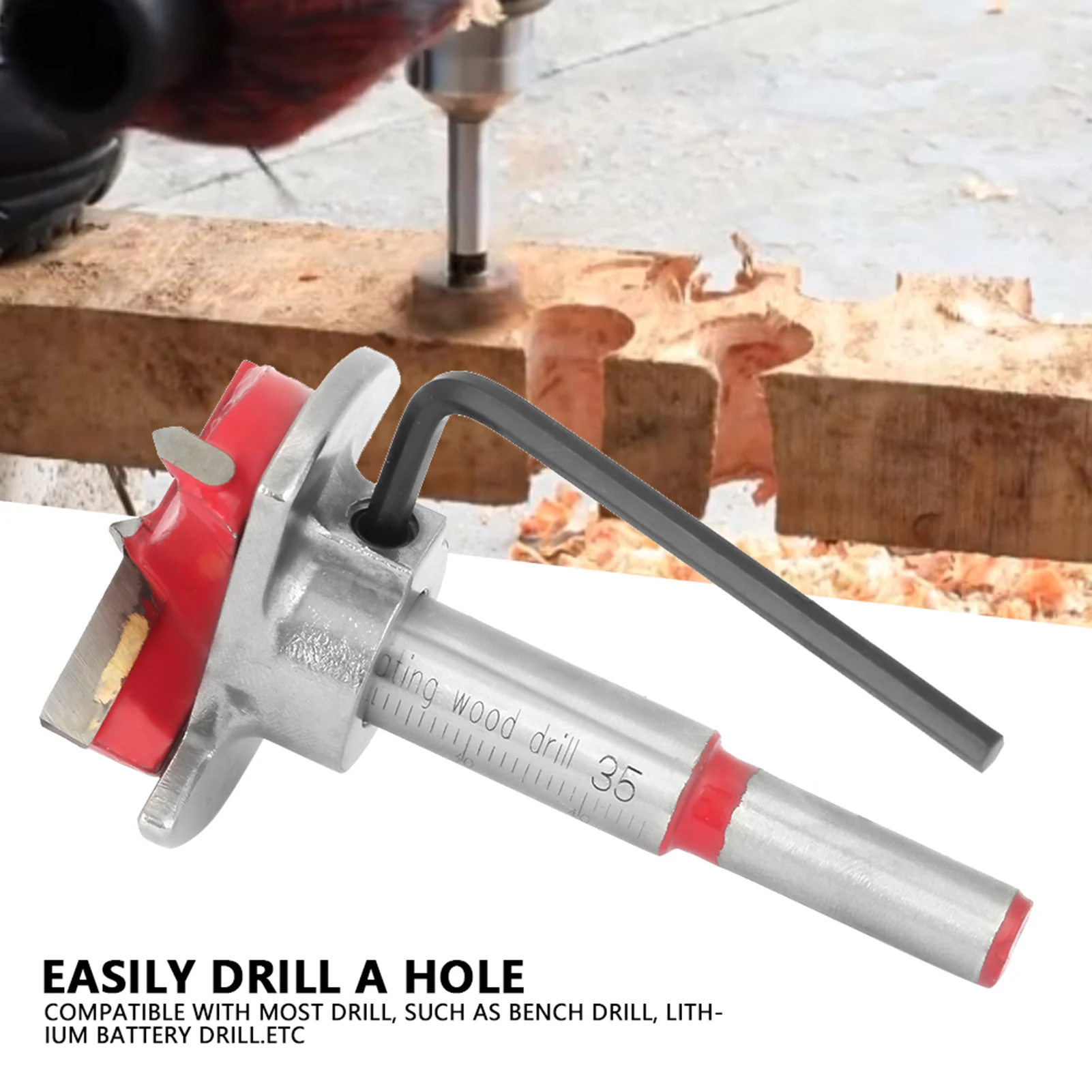 35mm Adjustable Wood Reaming Drill High Speed Steel Woodworking Positioning Drill Precise Open Hole Tool for Furniture/Cabine
35mm Adjustable Wood Reaming Drill High Speed Steel Woodworking Positioning Drill Precise Open Hole Tool for Furniture/Cabine