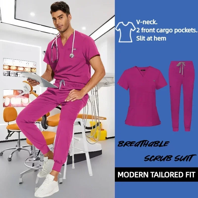 Multicolour Jogger Suits Doctor Nursing Uniforms Short Sleeve V-neck Tops Pocket Pants Nurse Scrubs Set Medical Clinical Clothes
Multicolour Jogger Suits Doctor Nursing Uniforms Short Sleeve V-neck Tops Pocket Pants Nurse Scrubs Set Medical Clinical Clothes