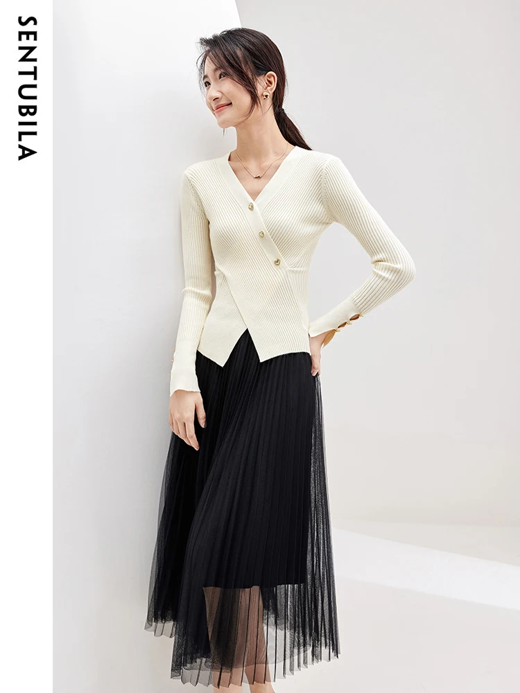 SENTUBILA 2024 Spring Elegant Mesh Skirt Set Women Knitted Slim V-neck Tops Female Midi Fluffy Skirts 2 Pieces Sets 733Z51563
SENTUBILA 2024 Spring Elegant Mesh Skirt Set Women Knitted Slim V-neck Tops Female Midi Fluffy Skirts 2 Pieces Sets 733Z51563