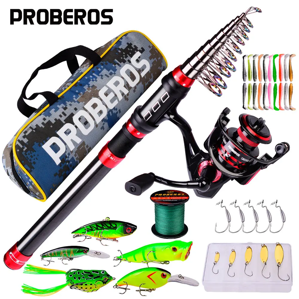 PROBEROS 1.8-3.6m Spinning Fishing Rod Reel Combo Full Set with Line Lure Bag Hooks for Freshwater Saltwater Fishing Pesca
PROBEROS 1.8-3.6m Spinning Fishing Rod Reel Combo Full Set with Line Lure Bag Hooks for Freshwater Saltwater Fishing Pesca