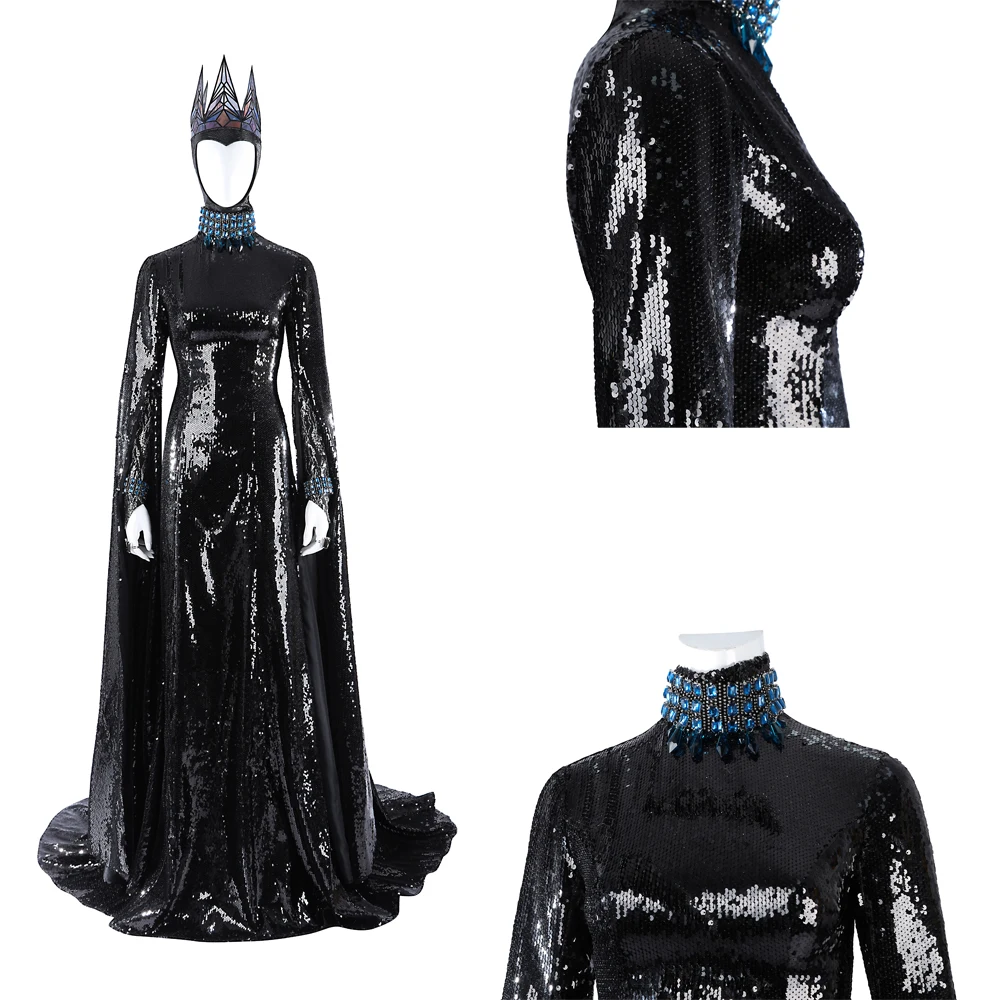 High Quality Sexy Women's Snow Evil Queen Cosplay Costume Fantasy Black Long Dress Crown Halloween Carnival Suit Gift
High Quality Sexy Women's Snow Evil Queen Cosplay Costume Fantasy Black Long Dress Crown Halloween Carnival Suit Gift