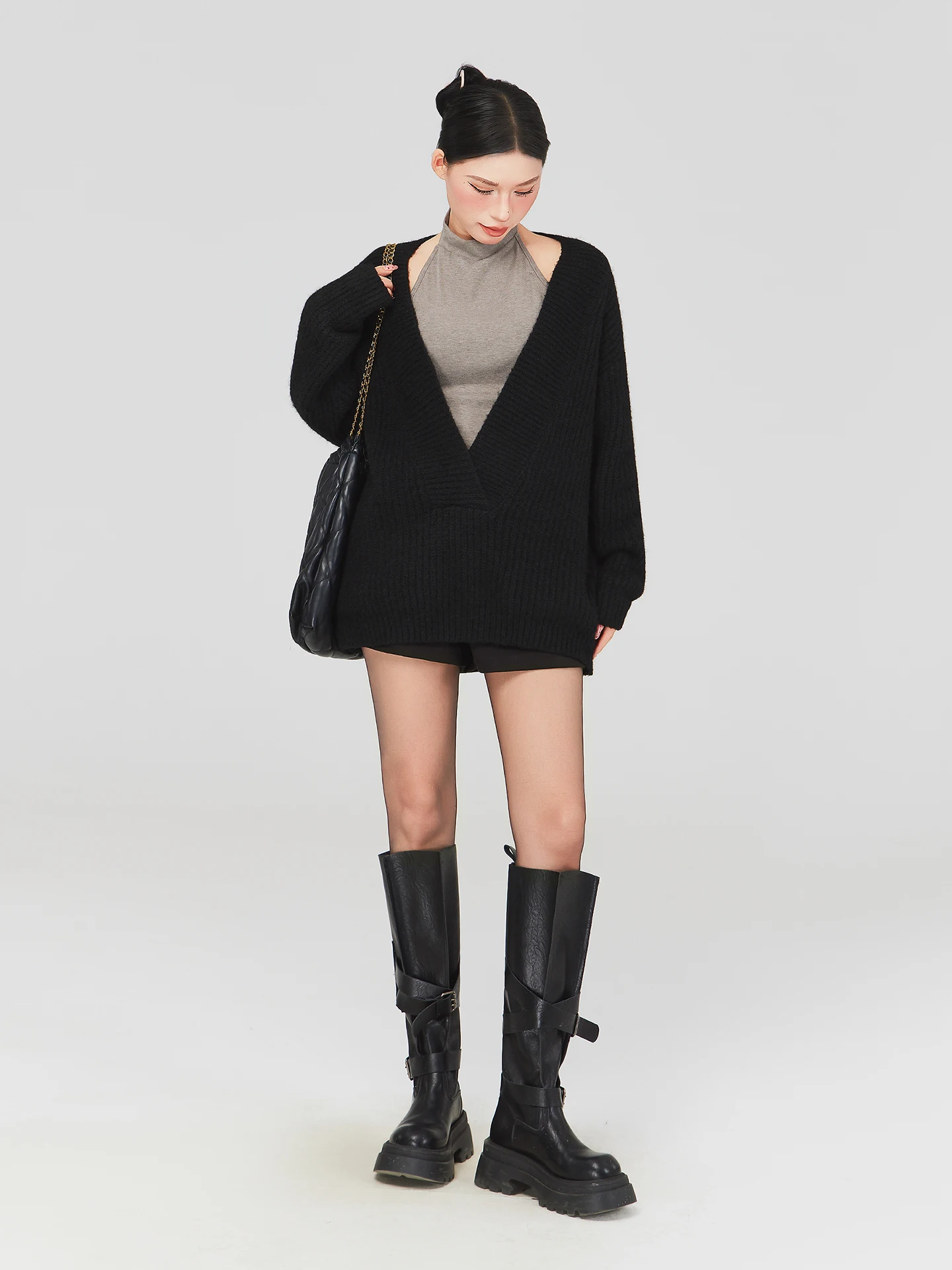 plus Size Knitted Set Black V-Neck Sweater And Halter Top Unique Beautiful Layering Casual Korean Style High Waist Spring Fas...
plus Size Knitted Set Black V-Neck Sweater And Halter Top Unique Beautiful Layering Casual Korean Style High Waist Spring Fas...
