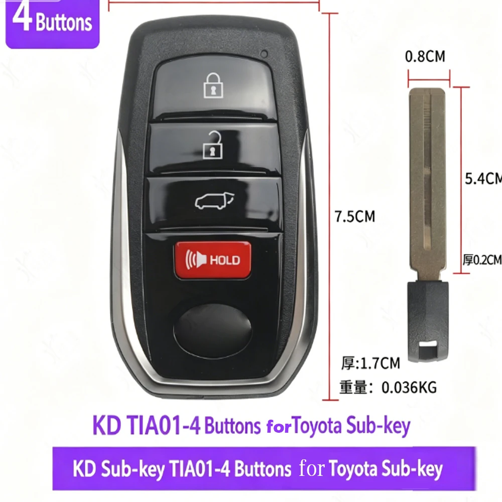 for KD TIA01 4 Buttons Smart Sub Key for Toyota Keyless Remote Fob with Panic Button Uncut Key Blade
for KD TIA01 4 Buttons Smart Sub Key for Toyota Keyless Remote Fob with Panic Button Uncut Key Blade