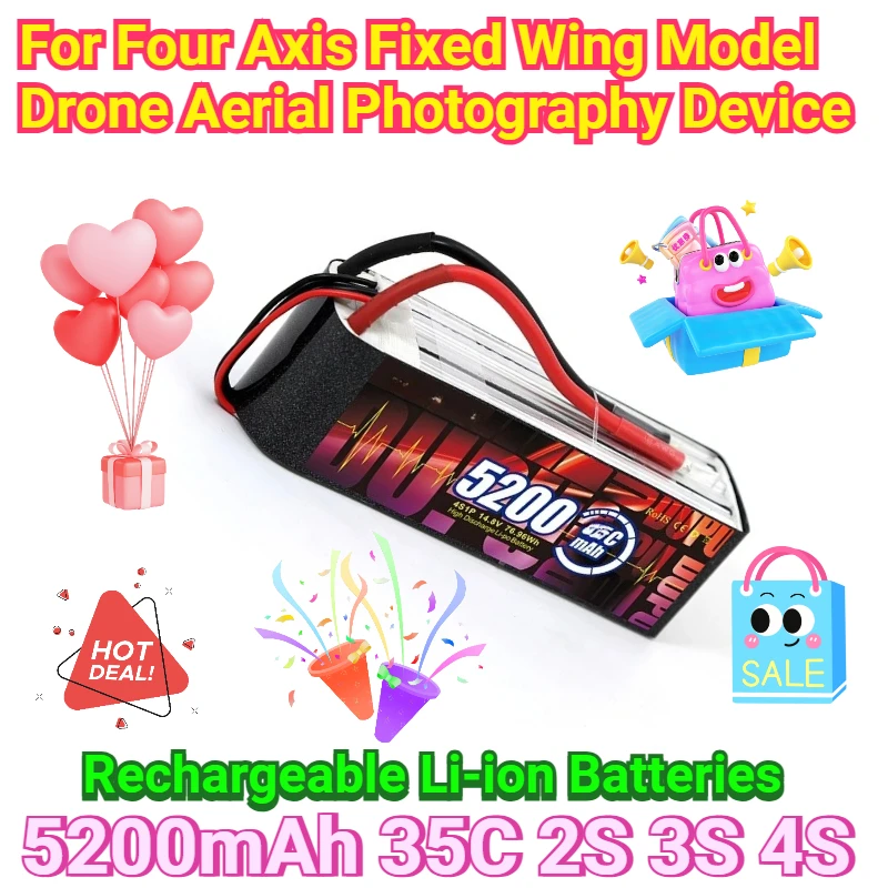 5200mAh35C 2S 3S 4S Rechargeable Li-ion Batteries with XT60 for Four Axis Fixed Wing Model Drone Aerial Photography Device
5200mAh35C 2S 3S 4S Rechargeable Li-ion Batteries with XT60 for Four Axis Fixed Wing Model Drone Aerial Photography Device