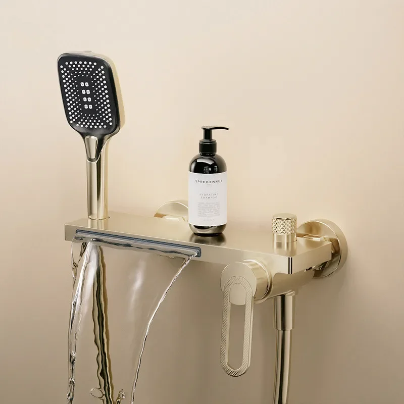 Brushed Gold Bathroom Shower Faucet Set Wall Mounted Shower Faucet, Bathroom Cold and Hot Bath and Shower Mixer Taps Brass
Brushed Gold Bathroom Shower Faucet Set Wall Mounted Shower Faucet, Bathroom Cold and Hot Bath and Shower Mixer Taps Brass