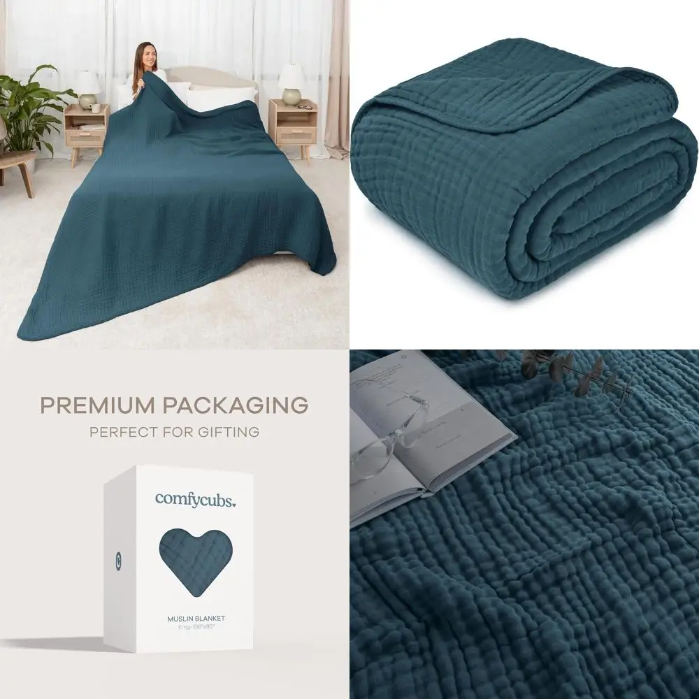 King Size 108 x 90 6-Layer Muslin Adult Blanket - Soft, Breathable, Lightweight, Machine Washable, All-Season Bedding
King Size 108 x 90 6-Layer Muslin Adult Blanket - Soft, Breathable, Lightweight, Machine Washable, All-Season Bedding