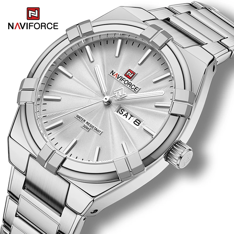 NAVIFORCE Quartz Date Display Watches Men Waterproof Sport Military Wristwatch Business Stainless Steel Band Clock Reloj Hombre
NAVIFORCE Quartz Date Display Watches Men Waterproof Sport Military Wristwatch Business Stainless Steel Band Clock Reloj Hombre