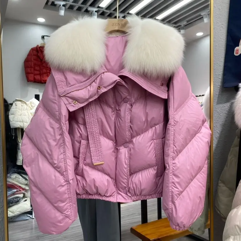 Winter Large Real Fox Fur collar Down Short Jacket Women Loose Duck Down Fit Coat Parkas Overcoat Female Short Parka Y86
Winter Large Real Fox Fur collar Down Short Jacket Women Loose Duck Down Fit Coat Parkas Overcoat Female Short Parka Y86