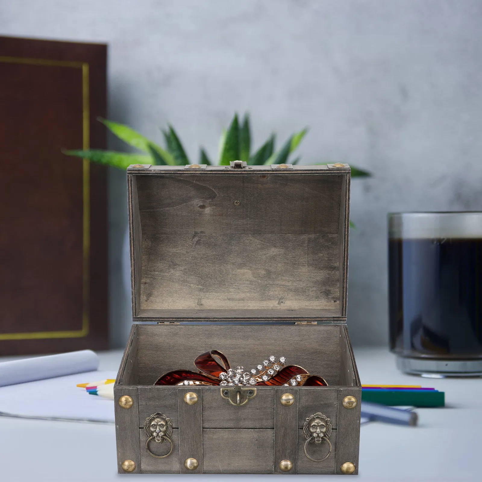 Wooden Storage Box Jewelry Organizer Lockable Compact Treasure Chest Vintage Necklace Ring Earring Holder Display Home Office
Wooden Storage Box Jewelry Organizer Lockable Compact Treasure Chest Vintage Necklace Ring Earring Holder Display Home Office