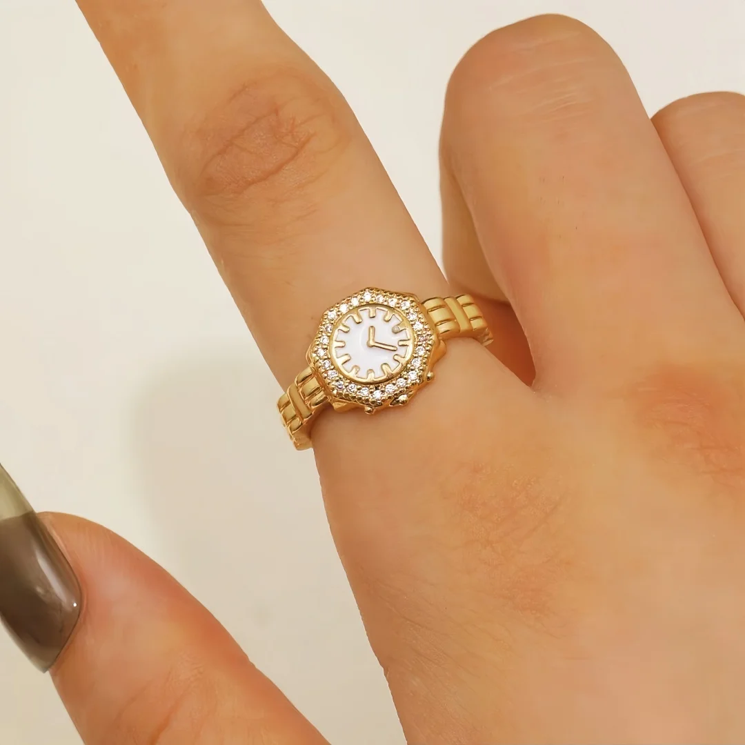 Hot-selling high-end watch pointer opening ring personalized niche gold watch ring
Hot-selling high-end watch pointer opening ring personalized niche gold watch ring