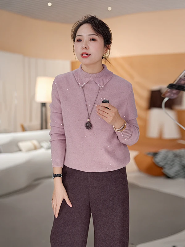 Chenana Premium Beaded iny Long Sve Knitted Top Women's Faionable Collared Spring Clothing Breathable Warmth Youthful
Chenana Premium Beaded iny Long Sve Knitted Top Women's Faionable Collared Spring Clothing Breathable Warmth Youthful