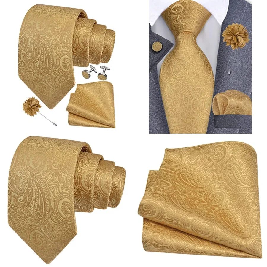 3.15"(8cm) Mens Tie and Lapel Pin Paisley Necktie Hankerchief Cufflinks Set for Men,Gold
3.15"(8cm) Mens Tie and Lapel Pin Paisley Necktie Hankerchief Cufflinks Set for Men,Gold