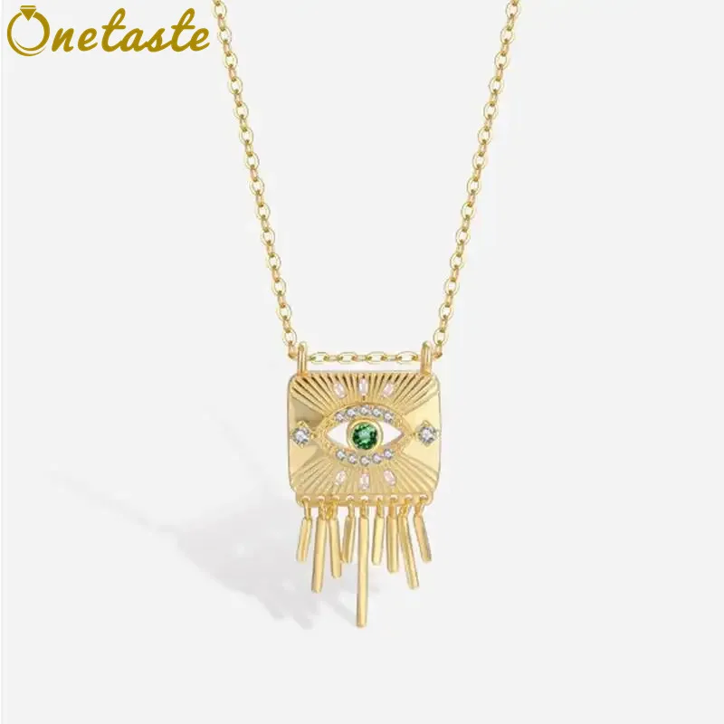 925 Silver Gold Plated Oblong with Bar Tassels Pendant Necklace For Women Cubic Zirconia Evil Eye Fashion Chokers Necklaces Gift
925 Silver Gold Plated Oblong with Bar Tassels Pendant Necklace For Women Cubic Zirconia Evil Eye Fashion Chokers Necklaces Gift