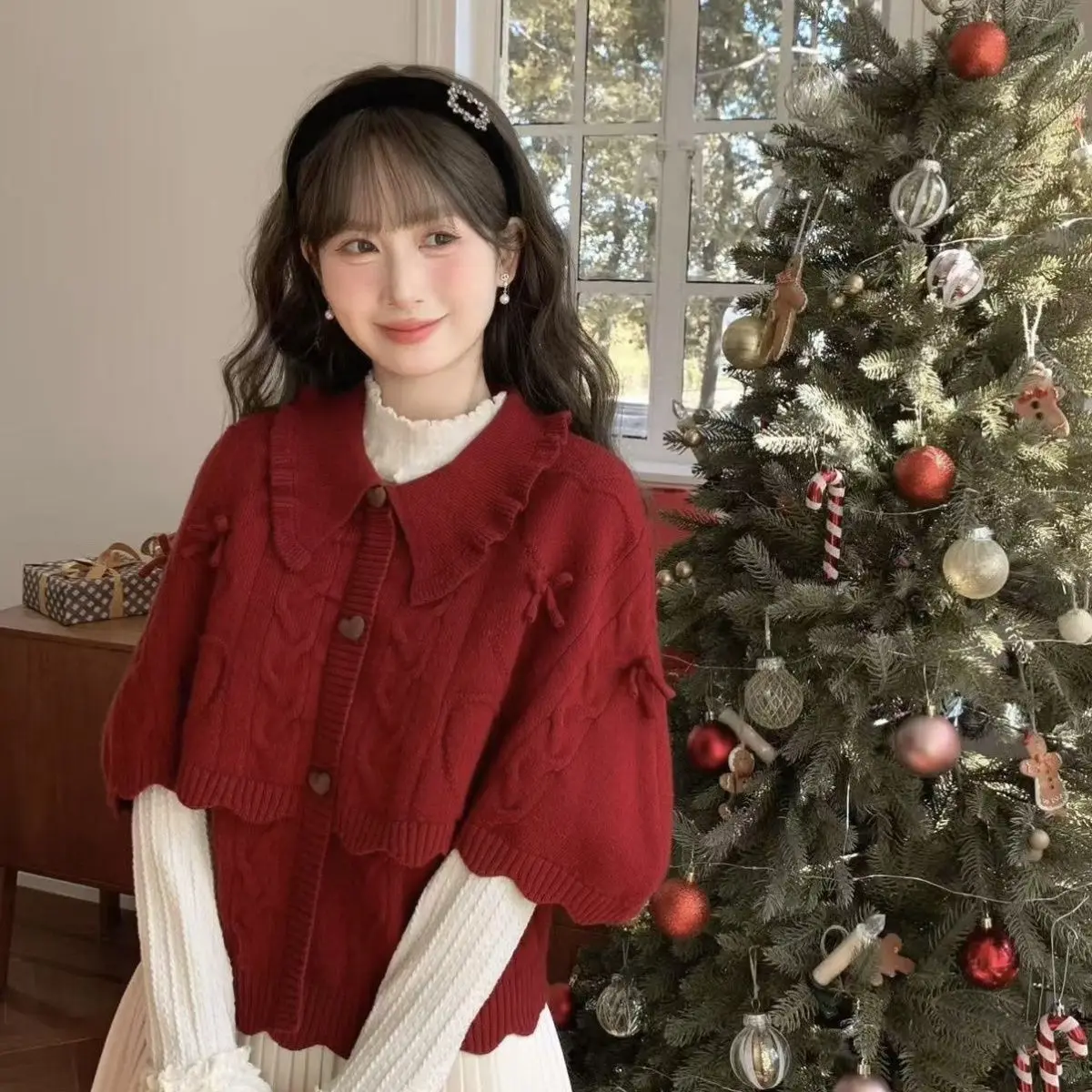 Японский вязаный кардиган в милом стиле, универсальный, с новым дизайном шали, свободный крой, с отложным воротником
Японский вязаный кардиган в милом стиле, универсальный, с новым дизайном шали, свободный крой, с отложным воротником