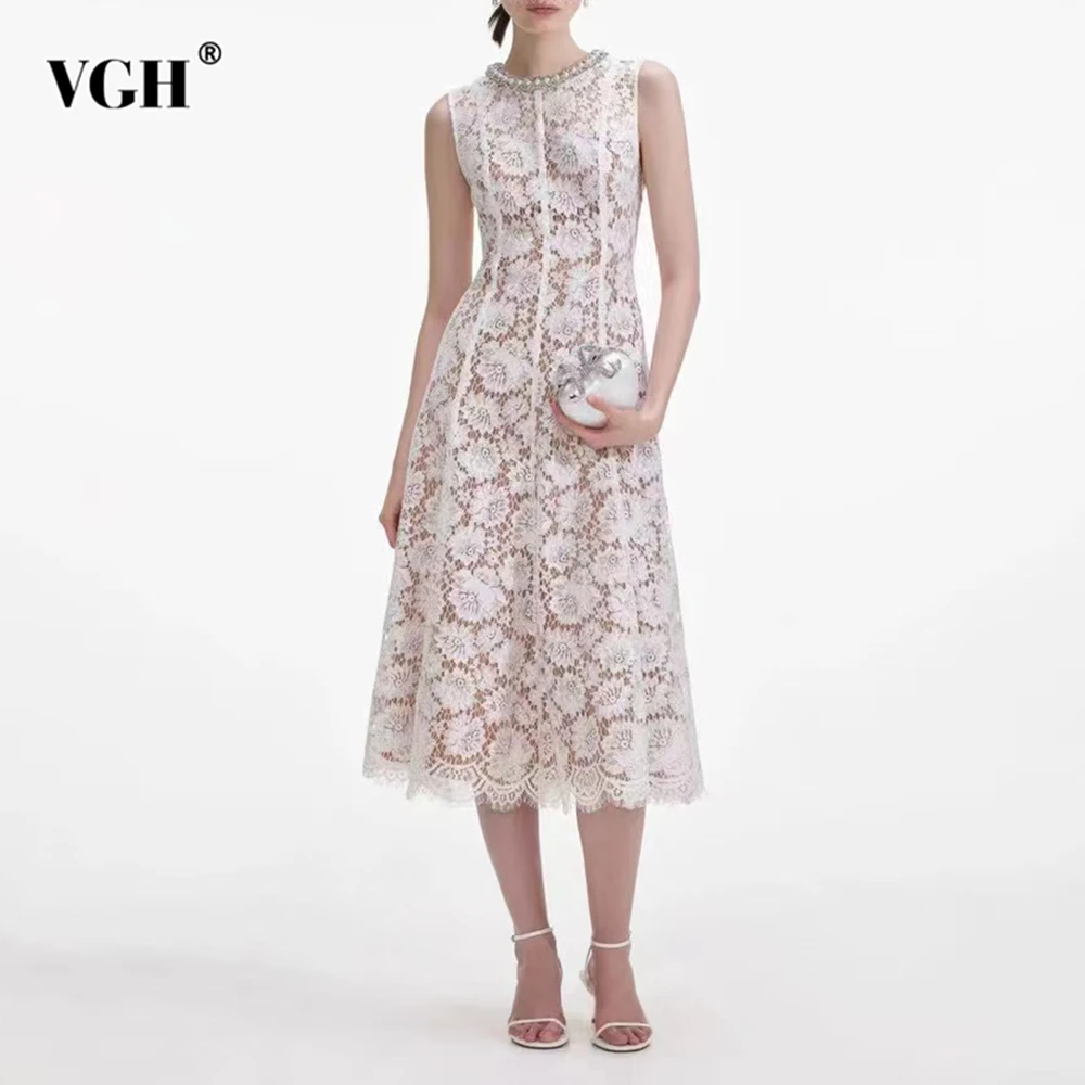 VGH Baby Blue Patchwork Embroidery Mid Dress for Women O Neck with Bead Short Sleeve High Waist Spliced Raw Edge Dresses Female
VGH Baby Blue Patchwork Embroidery Mid Dress for Women O Neck with Bead Short Sleeve High Waist Spliced Raw Edge Dresses Female
