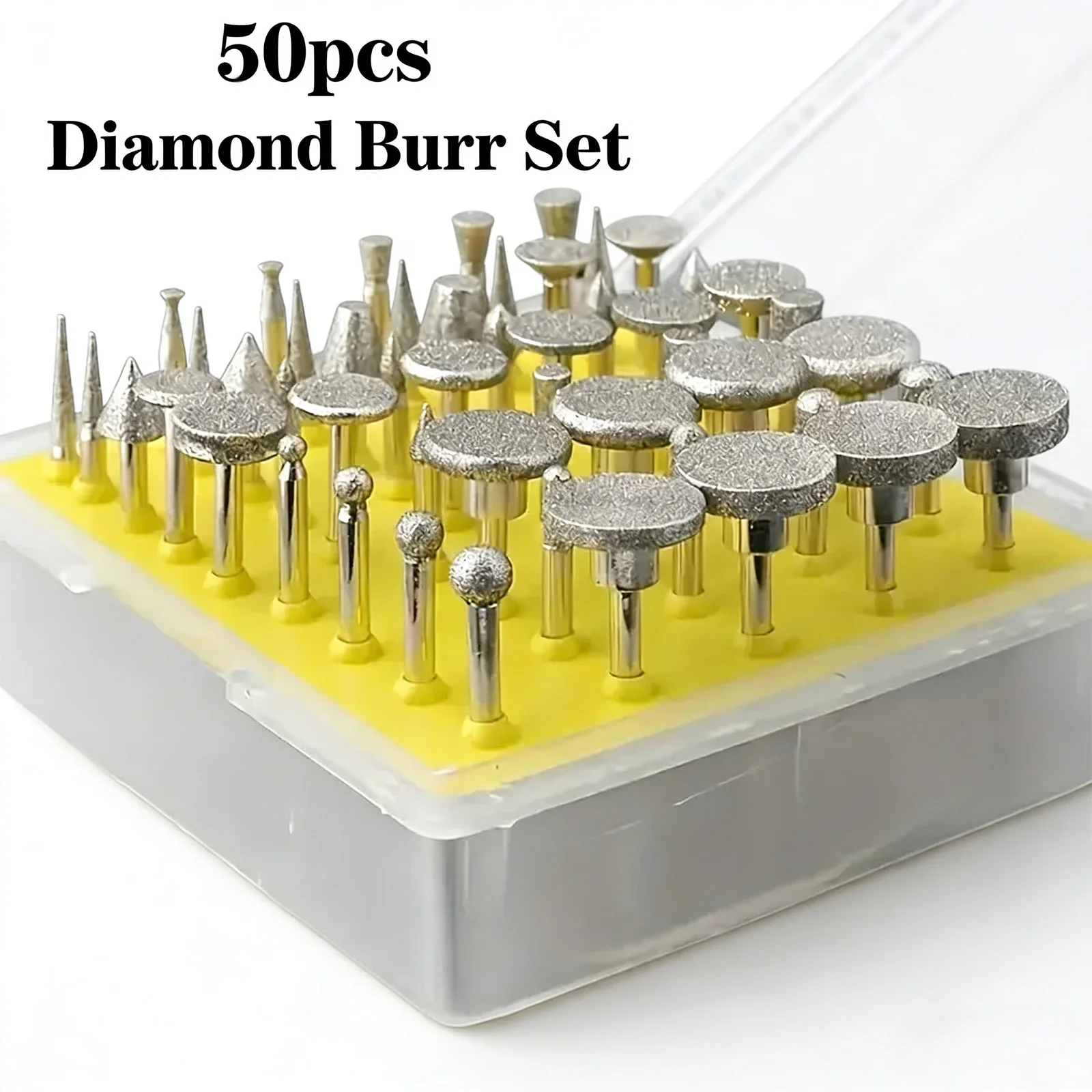 50pcs 1/8" (3mm) Diamond Burr Set, Coated Rotary Tool Bits for Engraving, Grinding, Polishing Stone, Jewelry, Glass & Ceramics
50pcs 1/8" (3mm) Diamond Burr Set, Coated Rotary Tool Bits for Engraving, Grinding, Polishing Stone, Jewelry, Glass & Ceramics