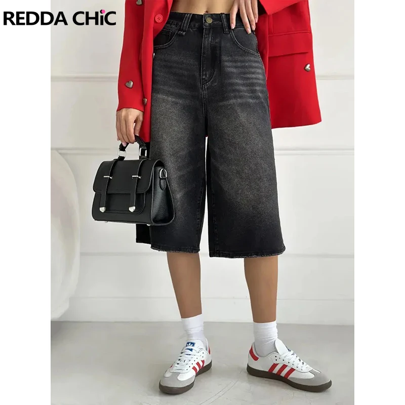 ReddaChic Denim Black Women Bermuda Pants Summer Plain Whiskers Low Waist Wide Leg Casual Jean Shorts Retro Going Out Streetwear
ReddaChic Denim Black Women Bermuda Pants Summer Plain Whiskers Low Waist Wide Leg Casual Jean Shorts Retro Going Out Streetwear