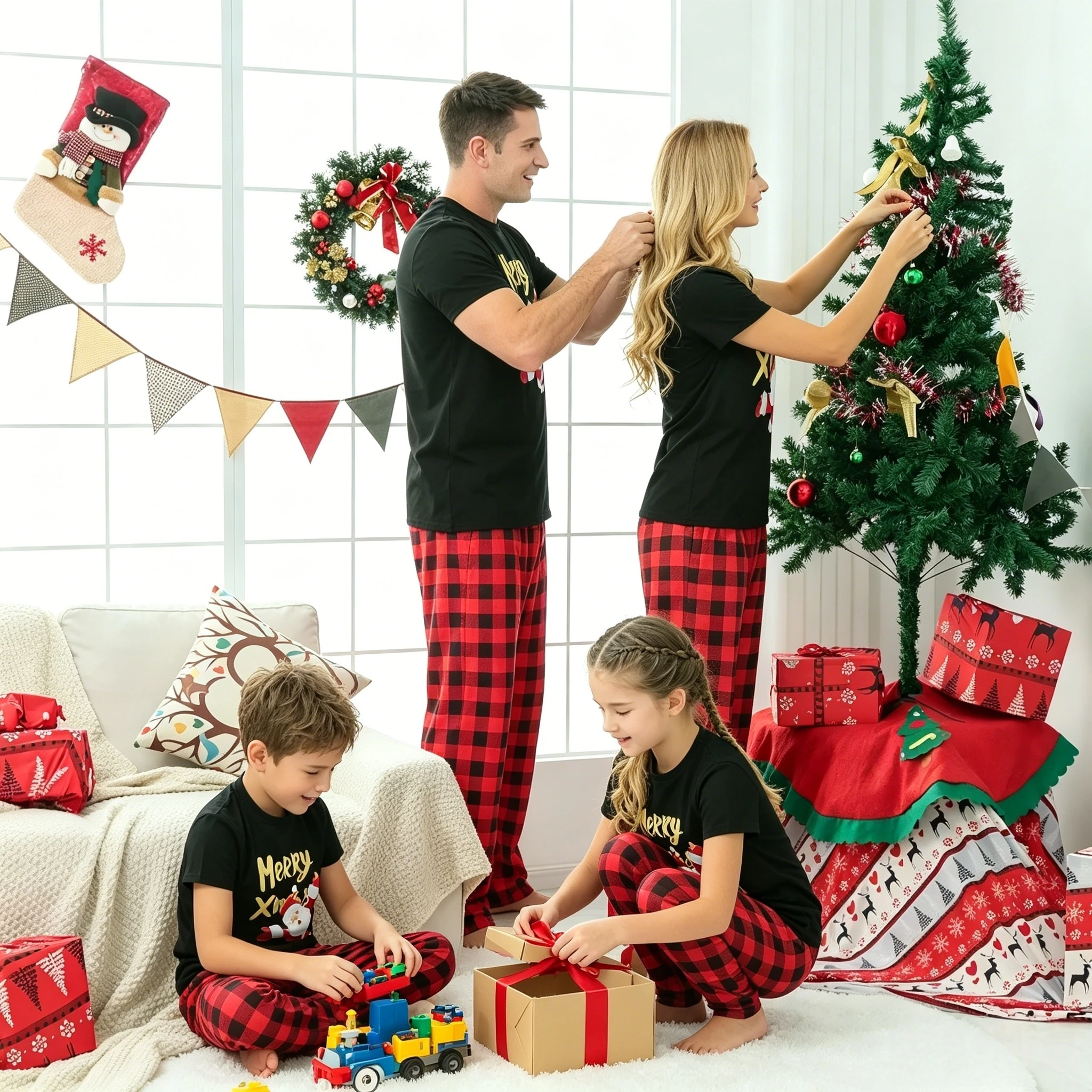Short Sleeve T-shirt+trousers 2 Pcs Suit Sleepwear Merry Xmas Santa Print Family Matching Outfits Baby Dog Romper Christmas Look
Short Sleeve T-shirt+trousers 2 Pcs Suit Sleepwear Merry Xmas Santa Print Family Matching Outfits Baby Dog Romper Christmas Look