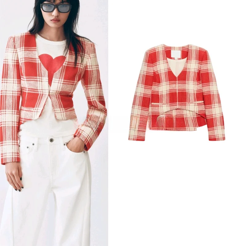 Summer New Women's Slim Fit Plaid Long Sleeve V-Neck Coat Asymmetric Hem Pocket Decorated Outerwear Commute Style Polyester F...
Summer New Women's Slim Fit Plaid Long Sleeve V-Neck Coat Asymmetric Hem Pocket Decorated Outerwear Commute Style Polyester F...