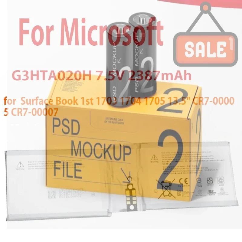 7.5V 2387mAh G3HTA020H DAK822470K Laptop Battery For Microsoft Surface Book 1st 1703 1704 1705 13.5" CR7-00005 CR7-00007
7.5V 2387mAh G3HTA020H DAK822470K Laptop Battery For Microsoft Surface Book 1st 1703 1704 1705 13.5" CR7-00005 CR7-00007