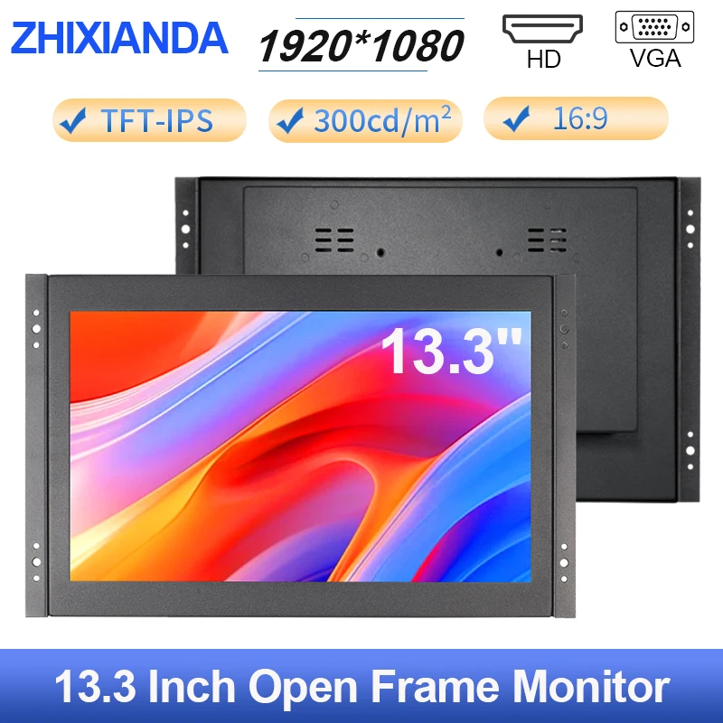 13.3 Inch 1920*1080 TFT-IPS Open Frame Industrial LCD Display Resistive/Capacitive Touch Screen Monitor With VGA HDMI Interface
13.3 Inch 1920*1080 TFT-IPS Open Frame Industrial LCD Display Resistive/Capacitive Touch Screen Monitor With VGA HDMI Interface