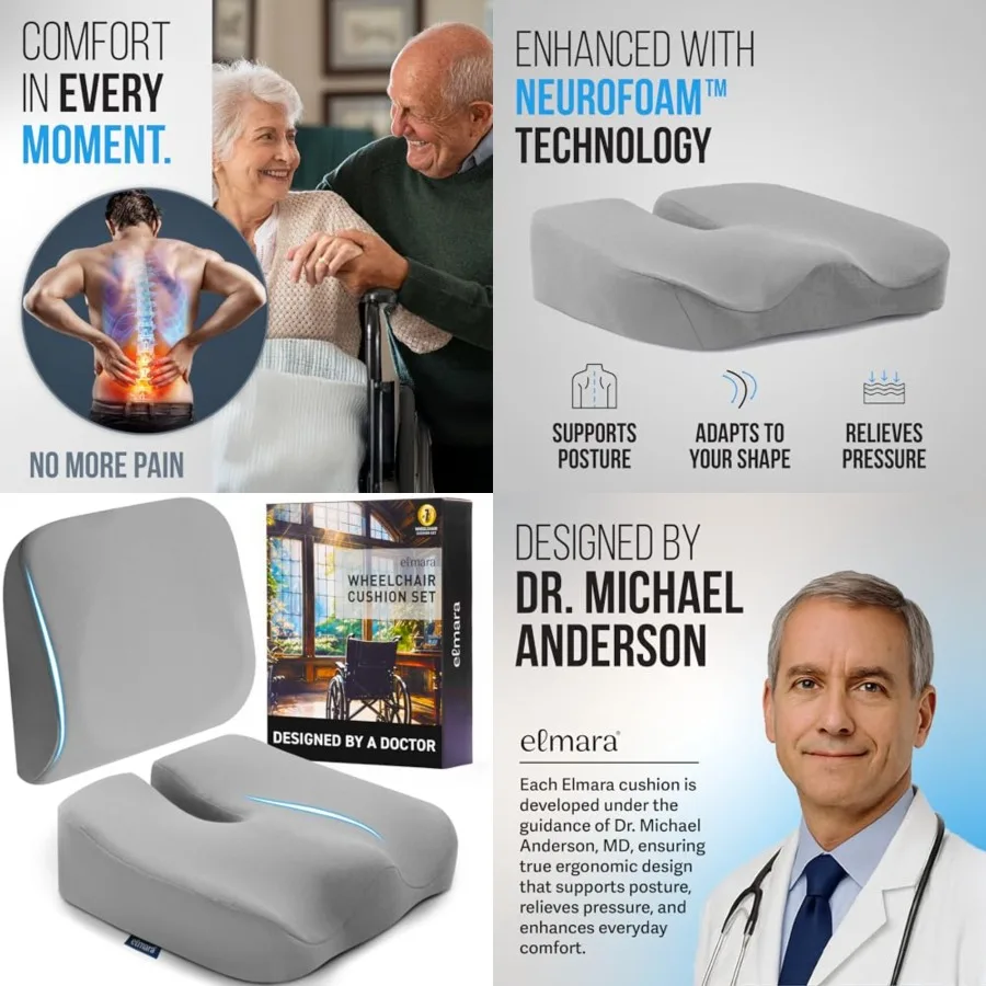 Doctor-Designed Wheelchair Seat Cushion Set The Ultimate Comfort Solution Thick Wheelchair Cushions Relieve Back and Sciatica P
Doctor-Designed Wheelchair Seat Cushion Set The Ultimate Comfort Solution Thick Wheelchair Cushions Relieve Back and Sciatica P