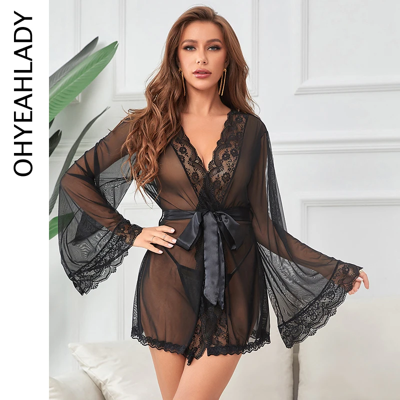 Ohyeahlady Women's Solid Black Mesh Sexy Babydoll Lingerie Robe Nightgowns Transparent Elegant Plus Size Nightie Sleepwear Dress
Ohyeahlady Women's Solid Black Mesh Sexy Babydoll Lingerie Robe Nightgowns Transparent Elegant Plus Size Nightie Sleepwear Dress