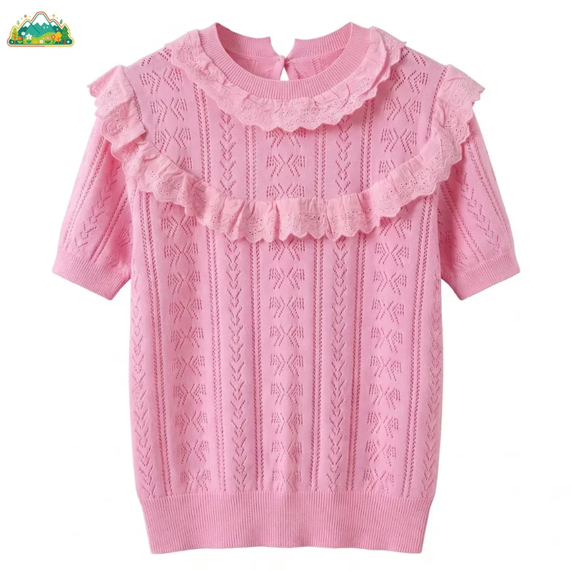 Summer Hollowed Out Women's Pullover Knitted Shirt with French Ruffle Edge, Breathable and Comfortable Short Sleeved Shirt
Summer Hollowed Out Women's Pullover Knitted Shirt with French Ruffle Edge, Breathable and Comfortable Short Sleeved Shirt