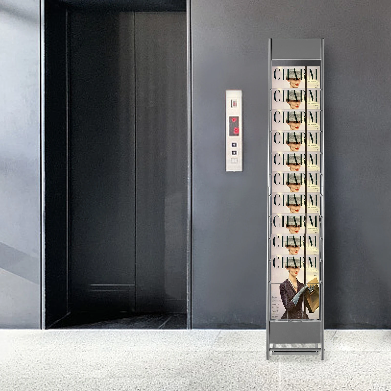 10-уровневая металлическая стойка для журналов, съемный держатель для подставки для брошюр, органайзер для газет, стеллаж для хранения продуктов на выставке
10-уровневая металлическая стойка для журналов, съемный держатель для подставки для брошюр, органайзер для газет, стеллаж для хранения продуктов на выставке