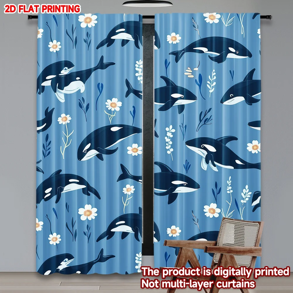 2D flat printing 2pcs Party Window Curtains Orcas and Daisies Digital Printed Polyester Drapes Festive Wall Decor Use for Home
2D flat printing 2pcs Party Window Curtains Orcas and Daisies Digital Printed Polyester Drapes Festive Wall Decor Use for Home