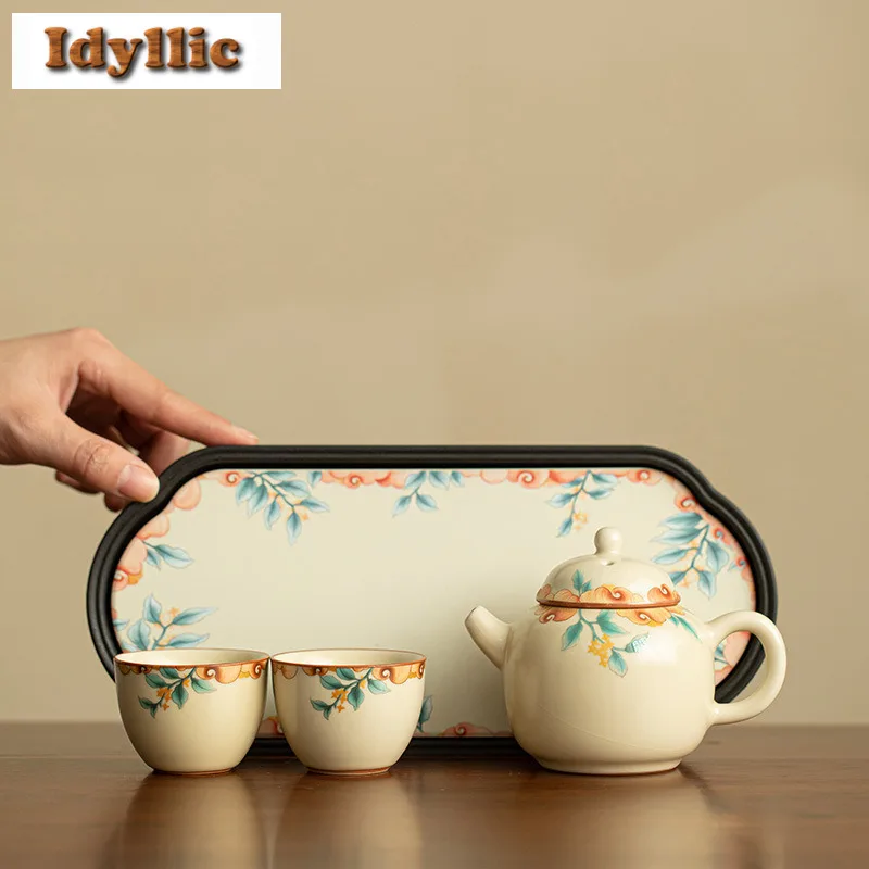 Ru Kiln Osmanthus Tea Set Complete Set Zen Tea Lid Set Tea Ceremony Set Household Teapot And Tea Cup Set Teaset Decoration Gift
Ru Kiln Osmanthus Tea Set Complete Set Zen Tea Lid Set Tea Ceremony Set Household Teapot And Tea Cup Set Teaset Decoration Gift