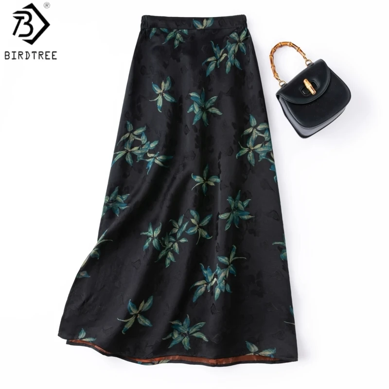 Birdtree, 100% Silk Jacquard Satin Skirt, Side-slit, Women Patterned Luo Xiangyunsha Skirts, Elastic Waist, 2026 New D65717JF
Birdtree, 100% Silk Jacquard Satin Skirt, Side-slit, Women Patterned Luo Xiangyunsha Skirts, Elastic Waist, 2026 New D65717JF