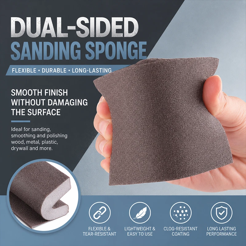 1pcs Double-Sided Sponge Sanding Block Flexible Abrasive Sandpaper for Wood Metal Wall Putty Polishing Rust Remover Grout Tool
1pcs Double-Sided Sponge Sanding Block Flexible Abrasive Sandpaper for Wood Metal Wall Putty Polishing Rust Remover Grout Tool
