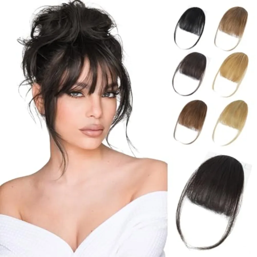 Clip in Bangs, 100% Real Human Hair Wispy Fake Bangs Hair Clip for Women Brown Black Natural Curtain Fringe with Temples Hairpi
Clip in Bangs, 100% Real Human Hair Wispy Fake Bangs Hair Clip for Women Brown Black Natural Curtain Fringe with Temples Hairpi