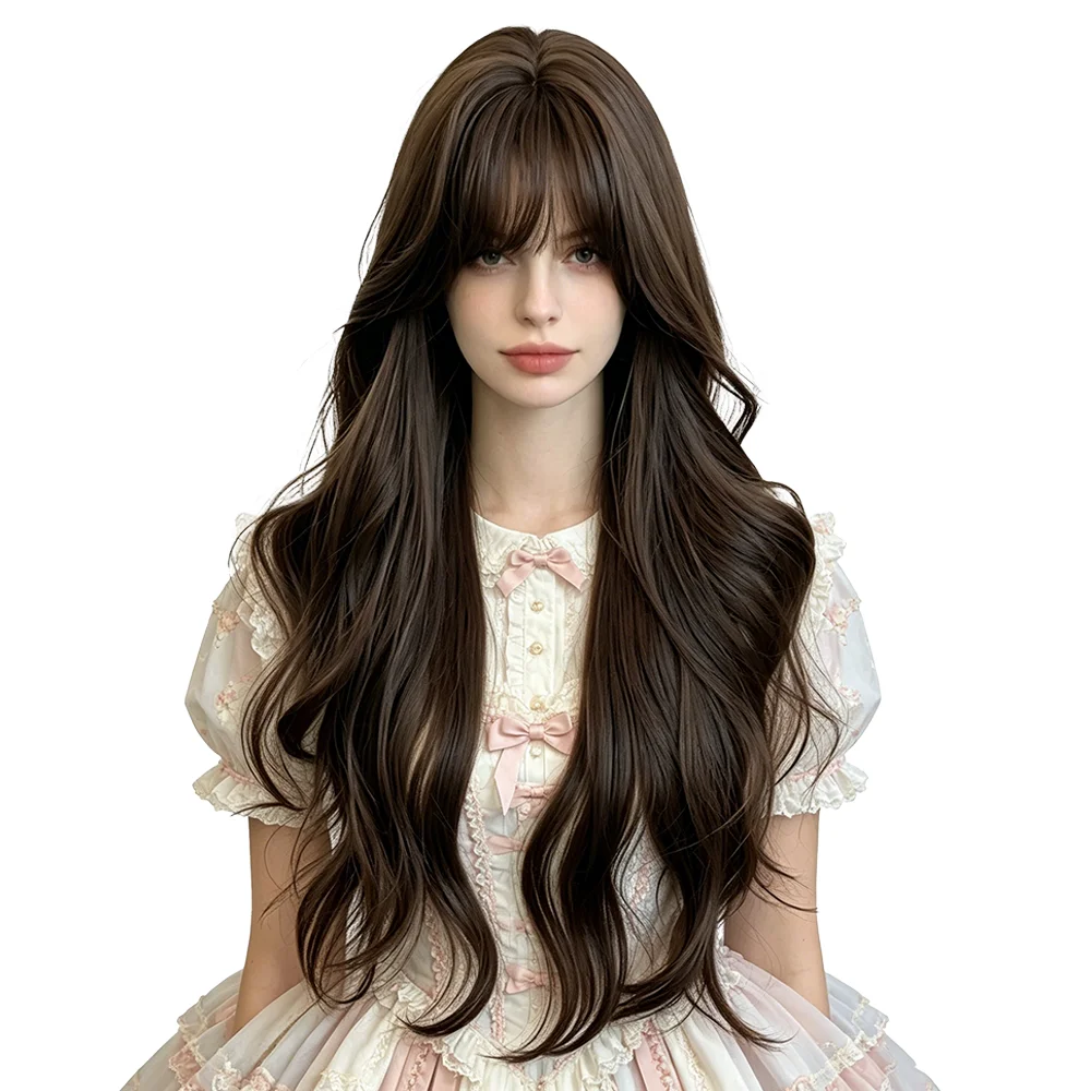 Dark Ash Brown Long Wavy Wig With Bangs Natural Layered Big Wave Heat Resistant Synthetic Hair For Women Daily Party Cosplay
Dark Ash Brown Long Wavy Wig With Bangs Natural Layered Big Wave Heat Resistant Synthetic Hair For Women Daily Party Cosplay