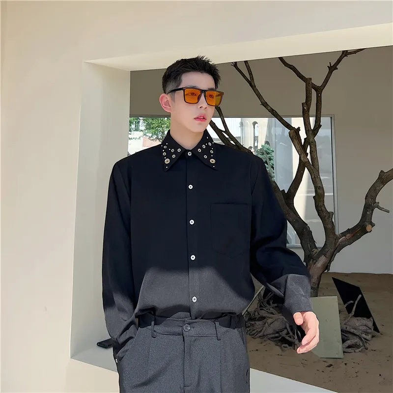 Faionable Metal Bule Decorated irt Men's Trendy Design Hair St High-End Feel Autumn Loose Fit Long Sve Pure Color
Faionable Metal Bule Decorated irt Men's Trendy Design Hair St High-End Feel Autumn Loose Fit Long Sve Pure Color