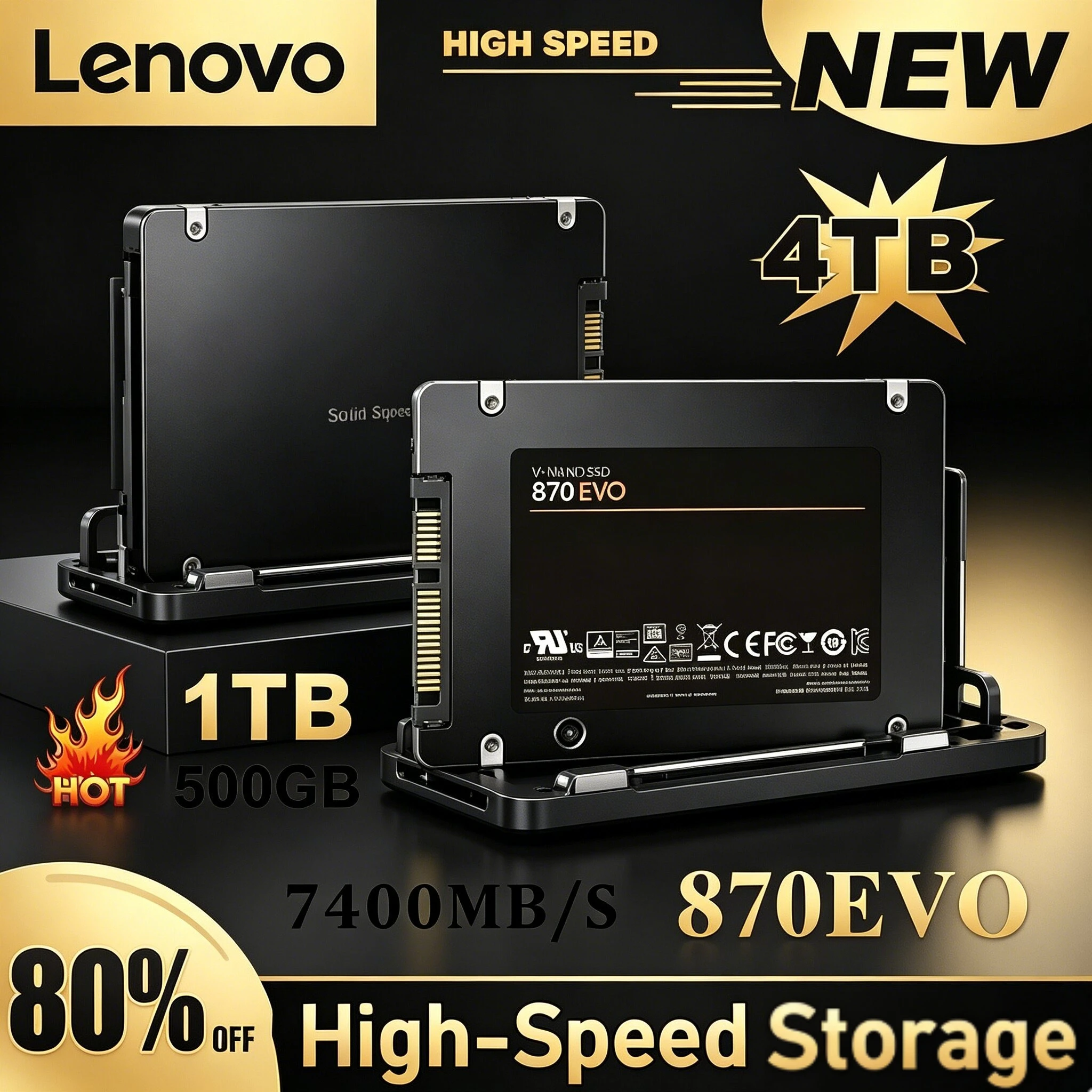 Lenovo 870 EVO 2.5-inch SATA3 internal solid-state drive, available in 1TB/2TB/4TB, stable and efficient data storage
Lenovo 870 EVO 2.5-inch SATA3 internal solid-state drive, available in 1TB/2TB/4TB, stable and efficient data storage