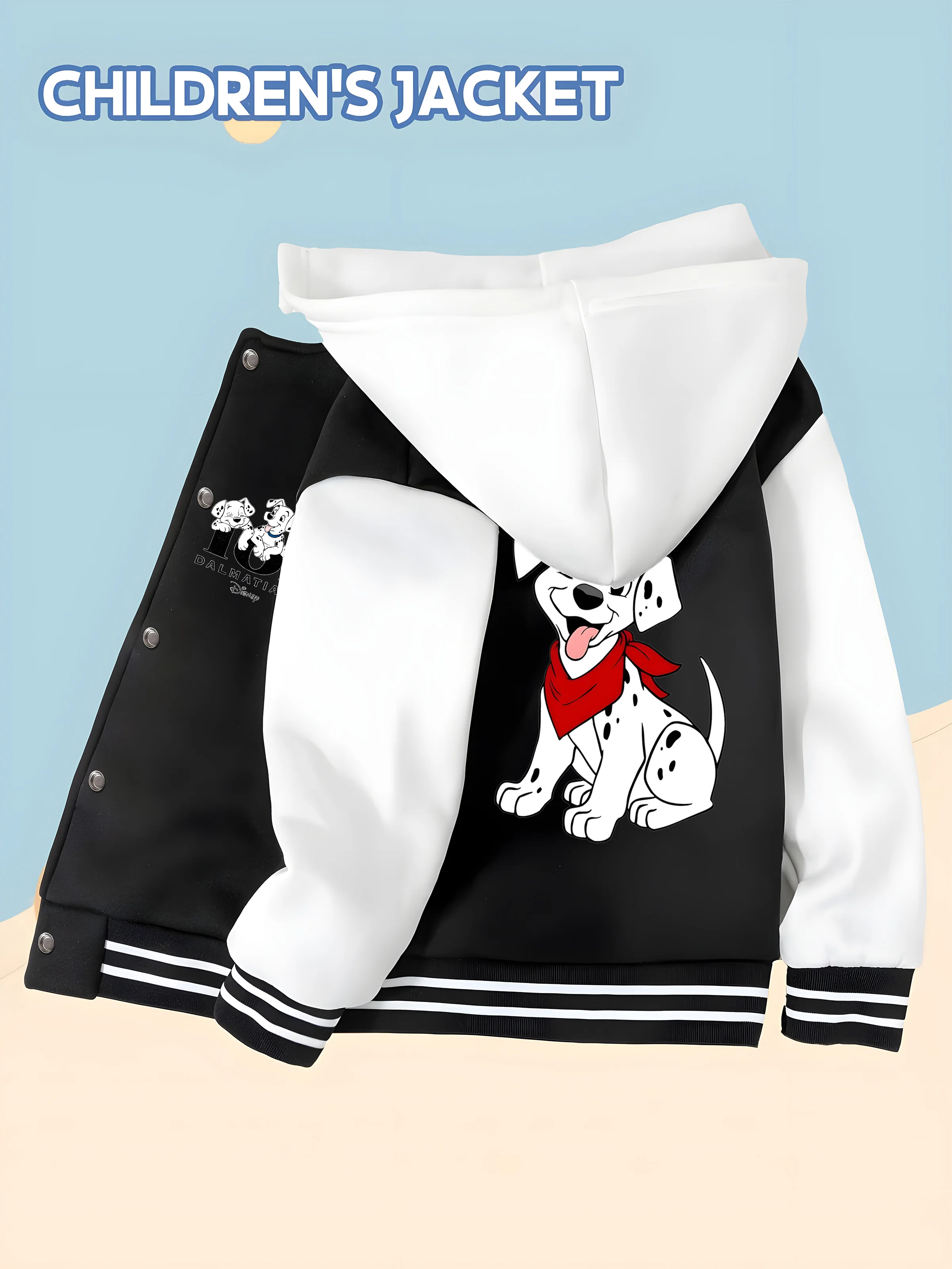 MINISO Disney Dalmatian themed children's baseball jacket - double-sided cute dog print, suitable for school life, soft fabric
MINISO Disney Dalmatian themed children's baseball jacket - double-sided cute dog print, suitable for school life, soft fabric