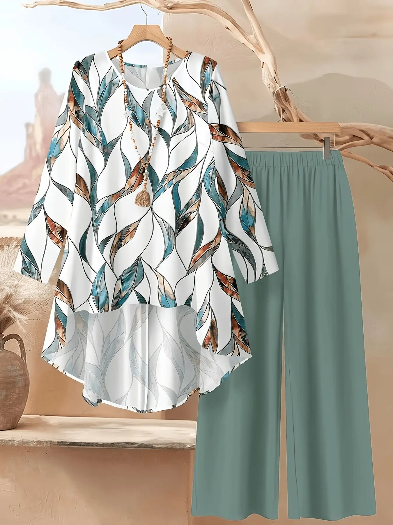 Casual Plus Size 2 Piece Set Women Outfit 2026 Fall Winter Summer Long Sleeve Floral Print Blouse Tops And Wide Leg Pant Sets
Casual Plus Size 2 Piece Set Women Outfit 2026 Fall Winter Summer Long Sleeve Floral Print Blouse Tops And Wide Leg Pant Sets