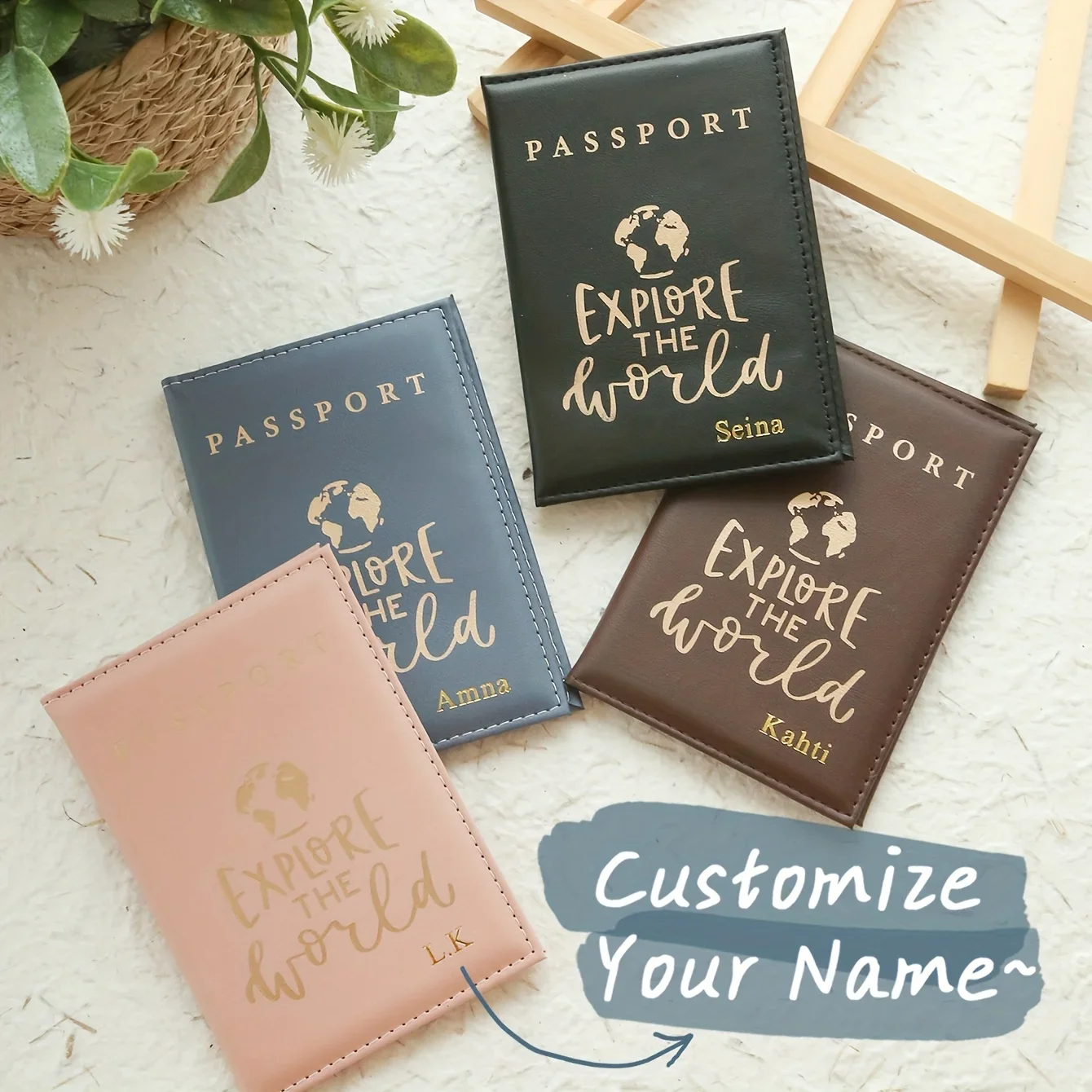 1PC Personalized Hot Stamping Name Passport Cover with Chic Travel Slogan Customized Gold Monogram Name Passport Holder
1PC Personalized Hot Stamping Name Passport Cover with Chic Travel Slogan Customized Gold Monogram Name Passport Holder